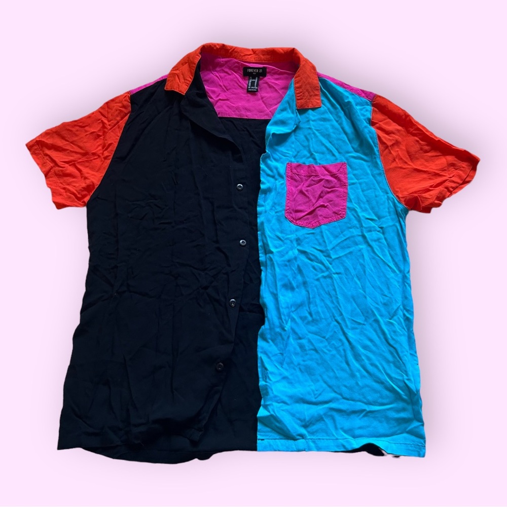 Forever 21 Men’s Collared Colorblocked Shirt - Size M
